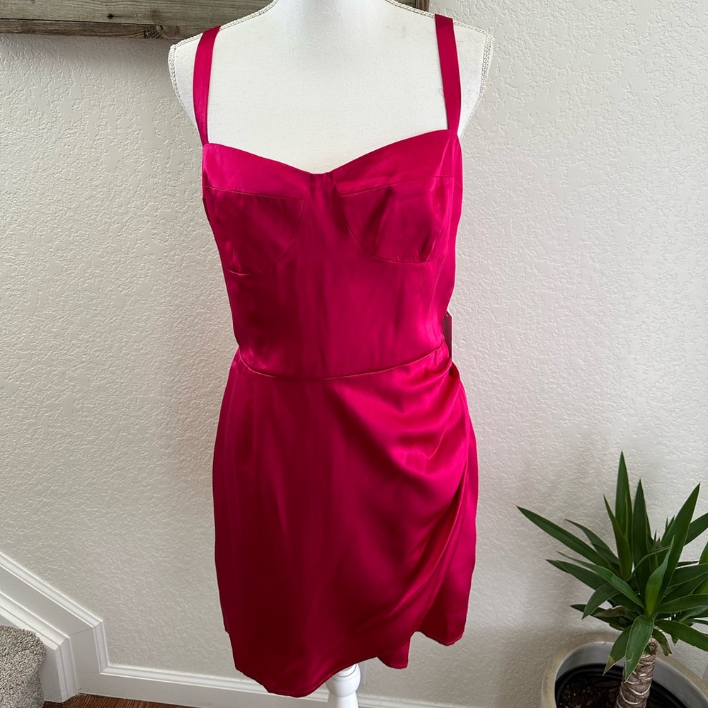Reformation Fonda rhubarb pink 100% silk party cocktail dress size 10 NWT
